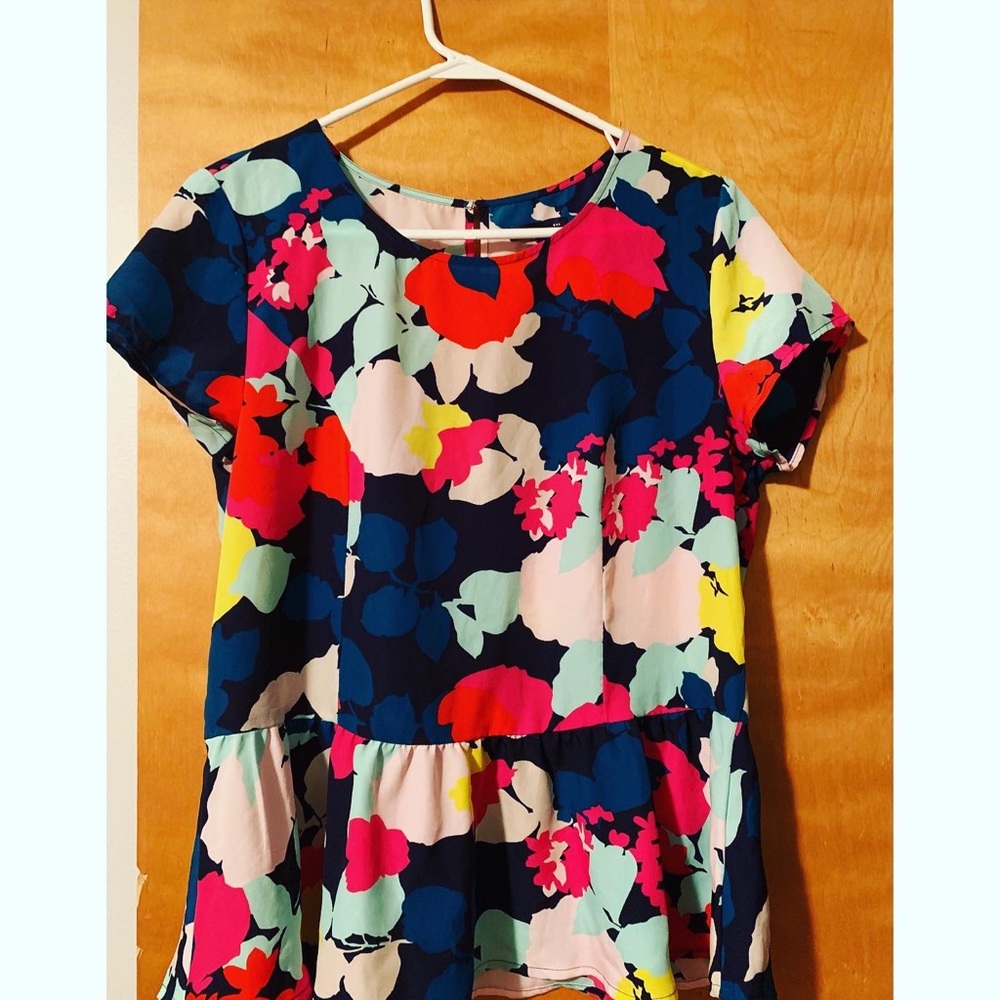 Short Sleeve Gap Floral Peplum Top